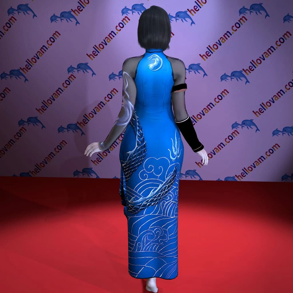 图片[2]-蓝色龙装Blue_Dragon_Cheongsam-Hellovam资源网