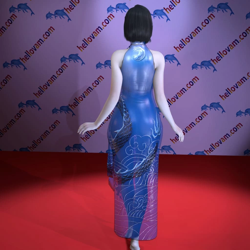 图片[2]-蓝色龙装改良版Blue_Dragon_Cheongsam_Modified_version-Hellovam资源网